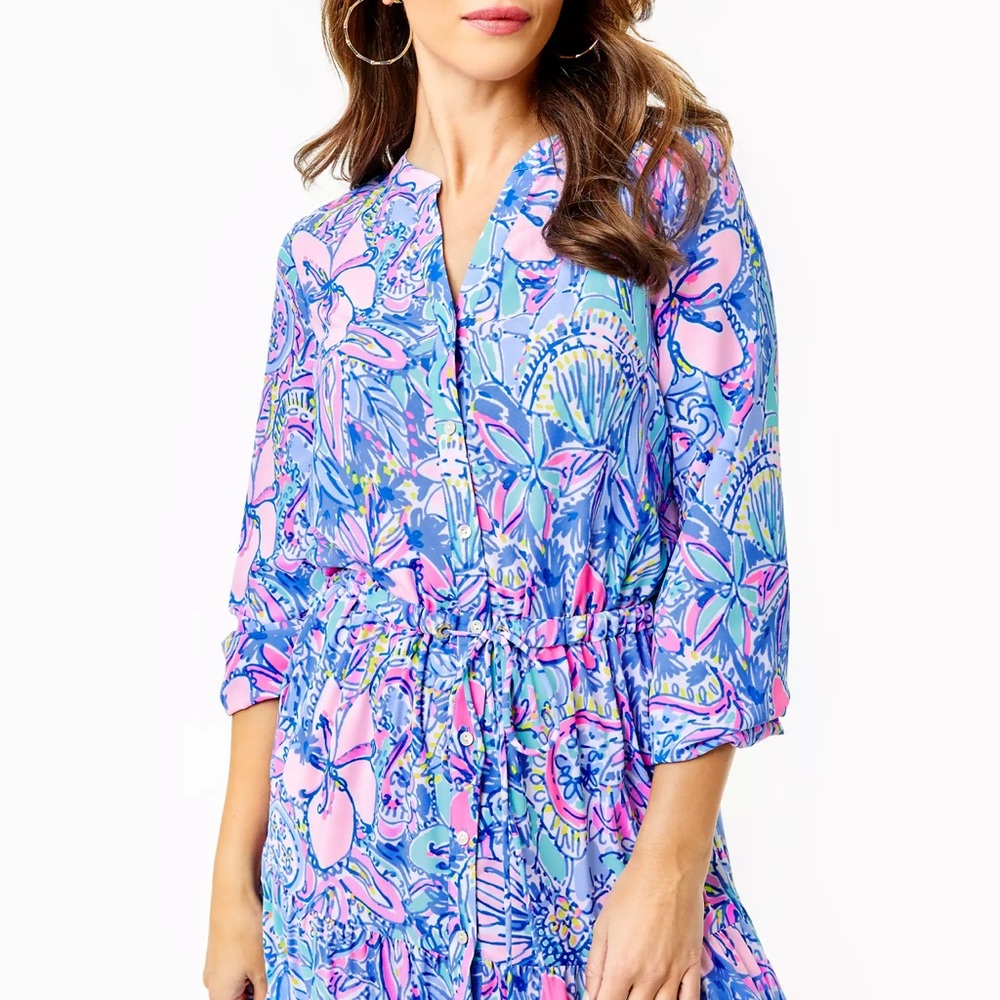 Limited Edition! Lilly Pulitzer Corri Midi Stretch Shirt Dress